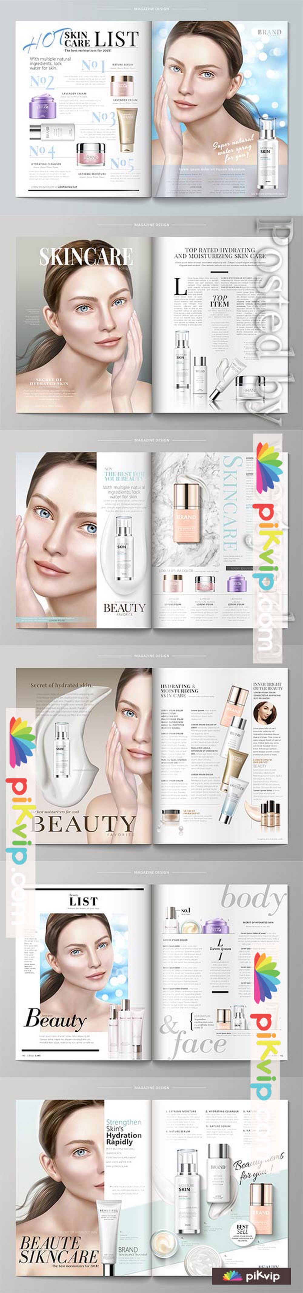 Elegant skin care magazine vector template